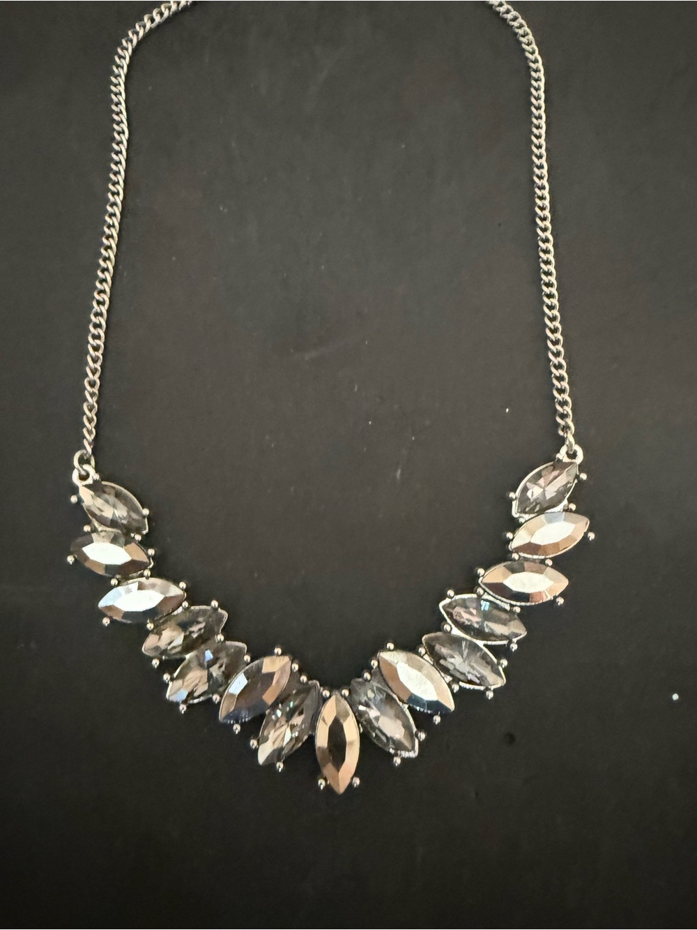 Women's Silver-Tone Smoky Crystal Statement Necklace